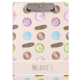 Carpeta De Pinza Eclairs de acuarela Donuts Diversión Caprichoso Du