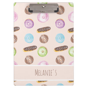 Carpeta De Pinza Eclairs de acuarela Donuts Diversión Caprichoso Du