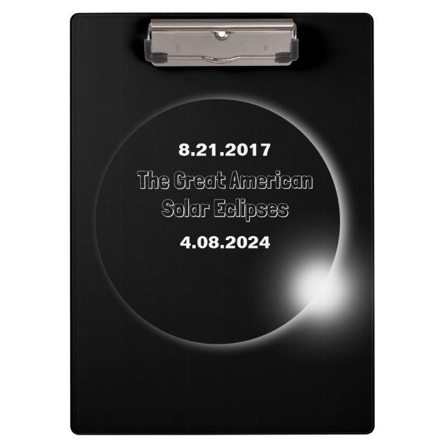 Carpeta De Pinza Eclipse solar con doble fecha 2024 & 2017 (Anverso)