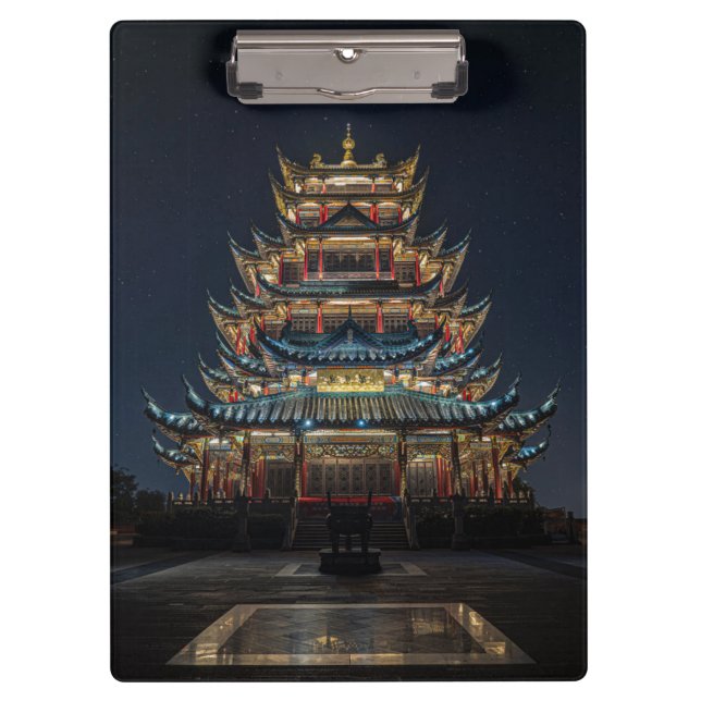 Carpeta De Pinza Edificio japonés tradicional ilumina el cielo noct (Anverso)