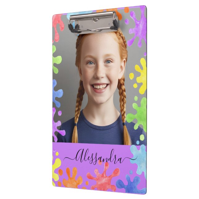 Carpeta De Pinza Editable Pastel Splash Custom Photo Frame  (Izquierda)