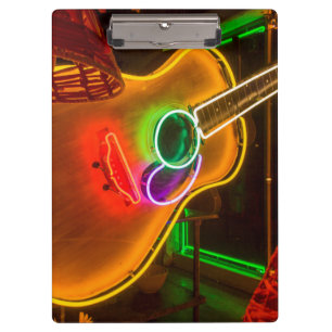 Carpeta De Pinza EE. UU., Texas, Austin. Guitarra de neón en Blackm