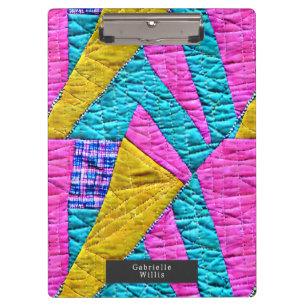 Carpeta De Pinza El arte folclórico de Faux Patchwork Quilt Boho in