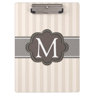 Carpeta De Pinza El beige de marfil elegante raya el monograma del