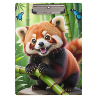 Carpeta De Pinza El bonito estilo kawaii Panda rojo en un bosque de