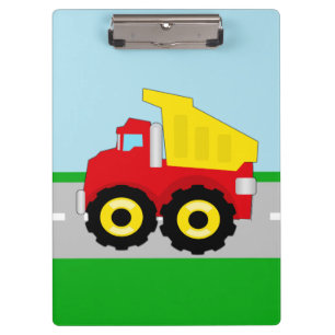 Carpeta De Pinza El camión volquete rojo/amarillo del niño en el