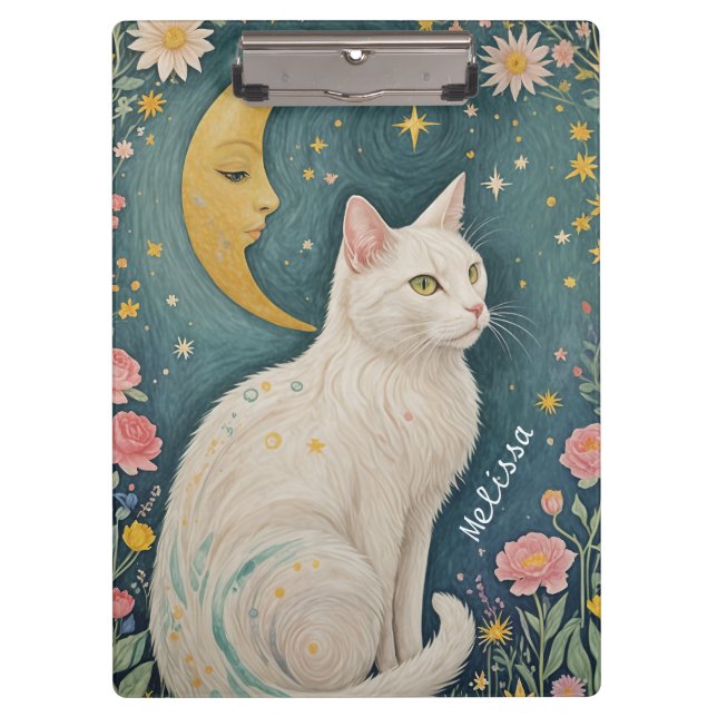 Carpeta De Pinza El encantador gato blanco con ojos verdes (Anverso)