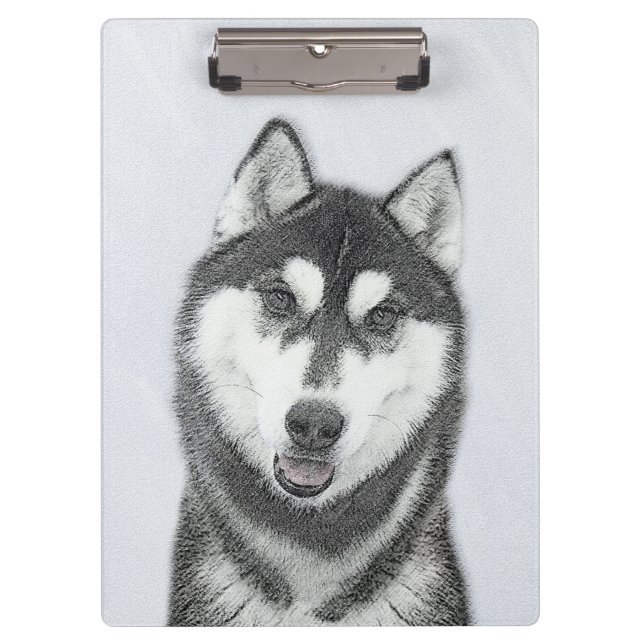 Carpeta De Pinza El Husky Siberiano (blanco y negro) pinta arte de  (Anverso)