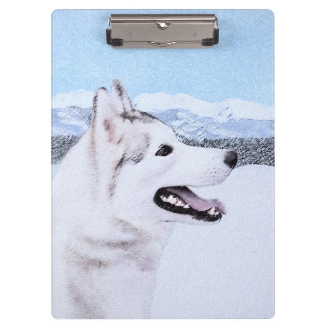 Carpeta De Pinza El Husky Siberiano (Plata y Blanco) Pintura de art (Anverso)