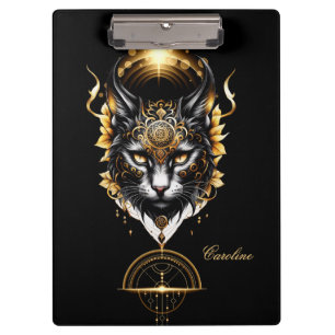 Carpeta De Pinza El maravilloso gato negro dorado.