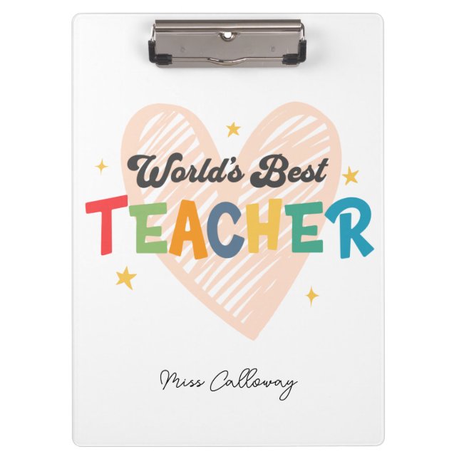 Carpeta De Pinza El mejor profesor del mundo personalizado (Anverso)