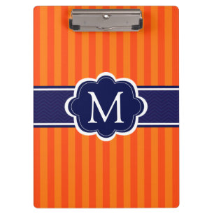 Carpeta De Pinza El naranja raya inicial de encargo del monograma