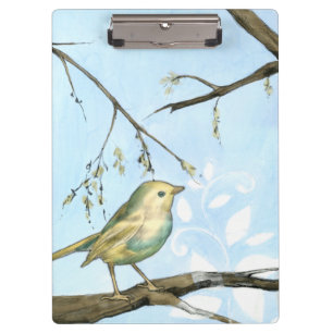 Carpeta De Pinza El pequeño pájaro amarillo se encaramó en una r