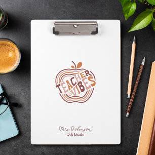 Carpeta De Pinza El profesor Vibes Boho Apple Apreciación Regalo