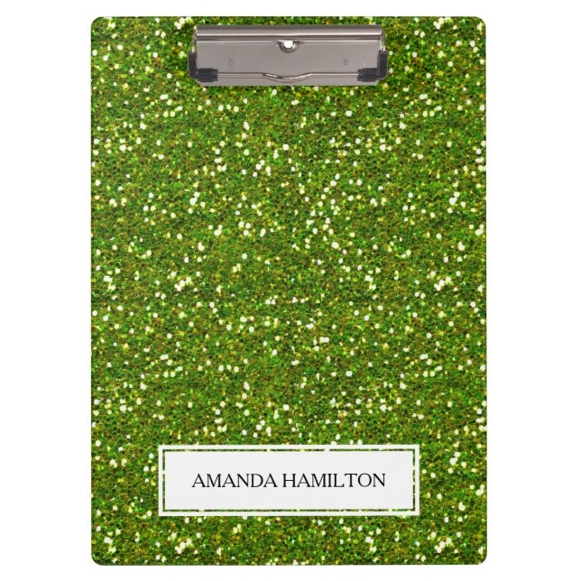 Carpeta De Pinza El Purpurina Green Greenery de Lujo añade su nombr (Anverso)