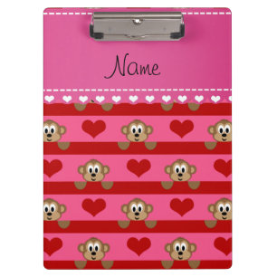 Carpeta De Pinza El rosa conocido de encargo monkeys rayas rojas de