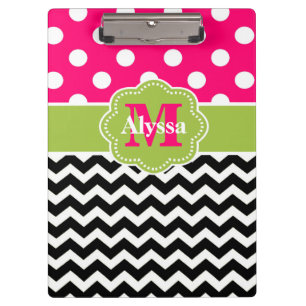 Carpeta De Pinza El rosa verde puntea Chevron personalizado
