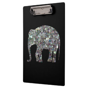 Carpeta De Pinza Elefante brillante de mosaico plateado con brillo