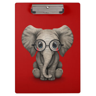 Carpeta De Pinza Elefante lindo del bebé con los vidrios de lectur