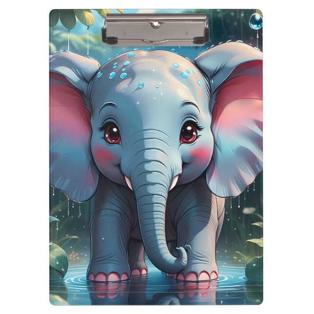 Carpeta De Pinza Elefante lindo en la lluvia (Anverso)
