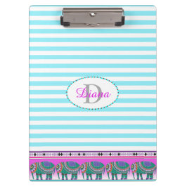 Carpeta De Pinza Elefante Ornate Turquesa Despojado Personalizado