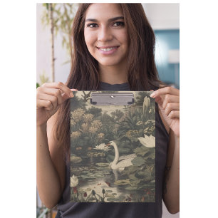 Carpeta De Pinza Elegancia botánica - Cisne en el bosque