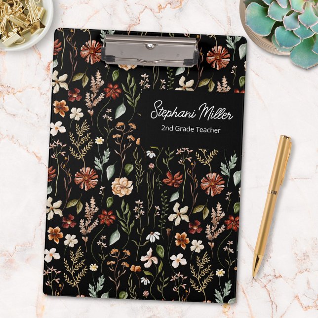 Carpeta De Pinza Elegant Autumn Wildflower Meadow Floral Pattern (In situ)