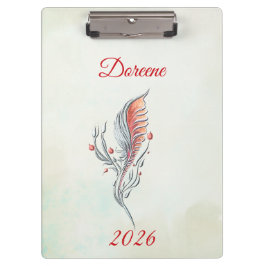 Carpeta De Pinza Elegant Feather Floral Watercolour  clipboard 