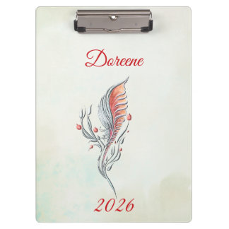 Carpeta De Pinza Elegant Feather Floral Watercolour  clipboard 