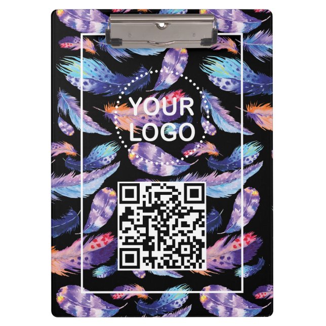 Carpeta De Pinza Elegant Feathers Logo QR código Promocional (Anverso)