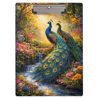 Carpeta De Pinza Elegant Peacock Design Clipboard |