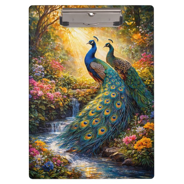 Carpeta De Pinza Elegant Peacock Design Clipboard | (Anverso)