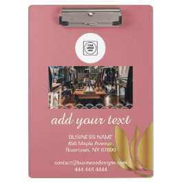 Carpeta De Pinza Elegant Pink Logo Custom Text clipboard