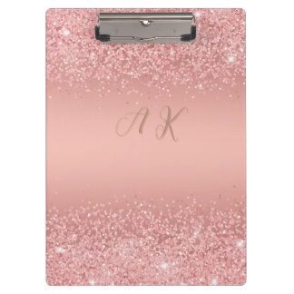 Carpeta De Pinza Elegant Rose Gold Luxe Shimmer Monogram