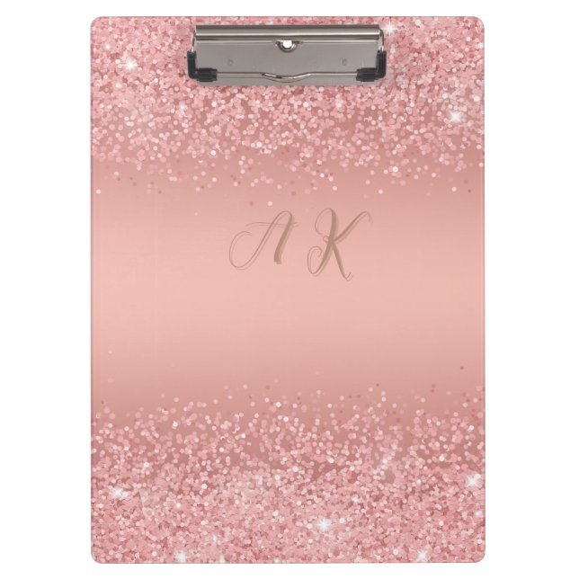 Carpeta De Pinza Elegant Rose Gold Luxe Shimmer Monogram  (Anverso)