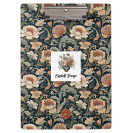 Carpeta De Pinza Elegant Stylish Vintage Dark Floral Personalized