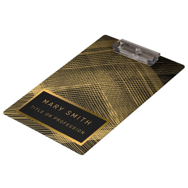 Carpeta De Pinza Elegante 2in1 Luxury Gold Black Business Card y (Angular)