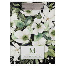 Elegante acuarela floral blanco y negro