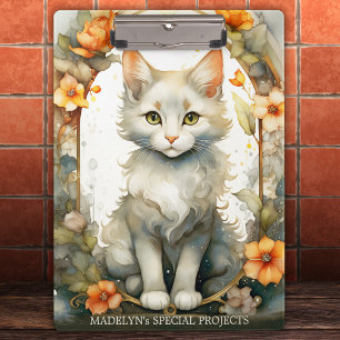 Carpeta De Pinza Elegante acuarela Kitty Artistic Floral Clipboard