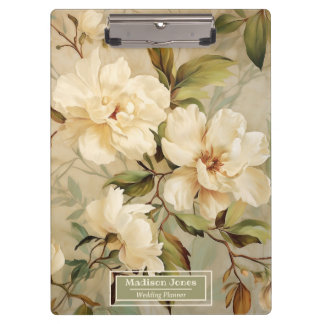 Carpeta De Pinza Elegante Arte Vintage Floral