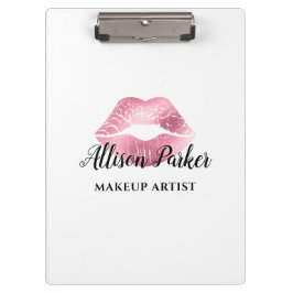 Carpeta De Pinza Elegante artista de maquillaje de labios rosados