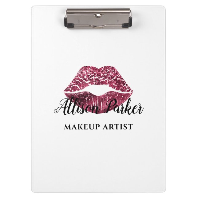 Carpeta De Pinza Elegante artista de maquillaje de los labios rojos (Anverso)