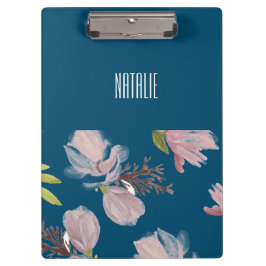 Carpeta De Pinza Elegante azul marino y rosa personalizado
