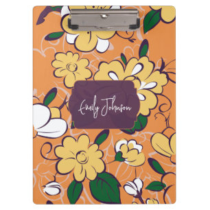 Carpeta De Pinza Elegante Botánico Nombre Personalizado Floral Nara