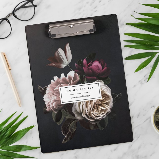 Carpeta De Pinza Elegante Bouquet floral oscuro personalizado (Subido por el creador)