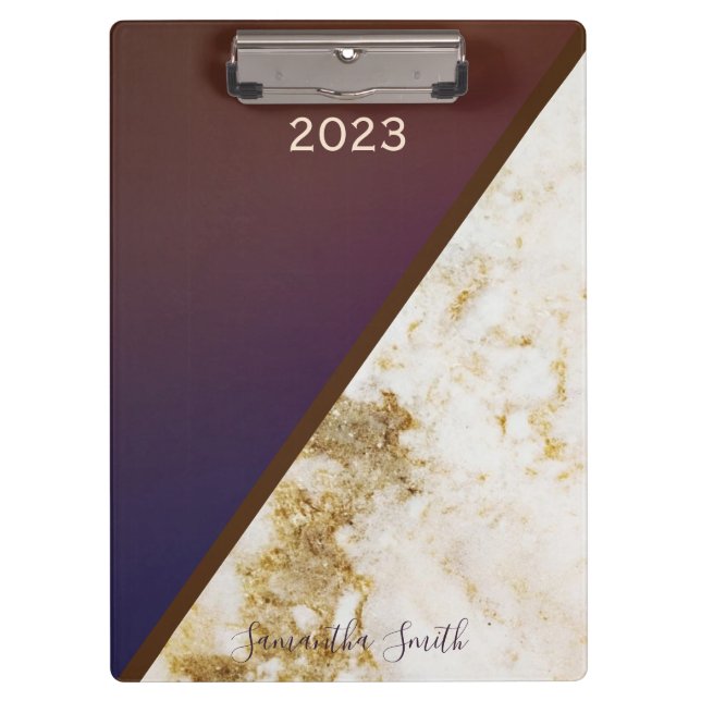 Carpeta De Pinza Elegante Burgundy Magenta Gold Fox Marbledo 2023 (Anverso)