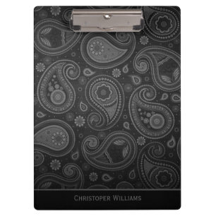 Carpeta De Pinza Elegante clipbo personalizado paisley negro