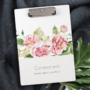 Carpeta De Pinza Elegante color de agua verde rosa puro Peony Flora