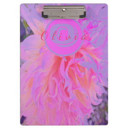 Carpeta De Pinza Elegante Dahlia con decoración magenta y rosa