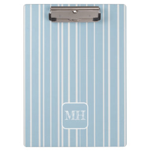 Carpeta De Pinza Elegante de rayas azules monogramadas